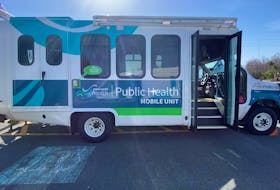 Nova Scotia Public Health Mobile testing unit set up at the Italy Cross, Middlewood and District Firehall on Friday, April 9, 2021.