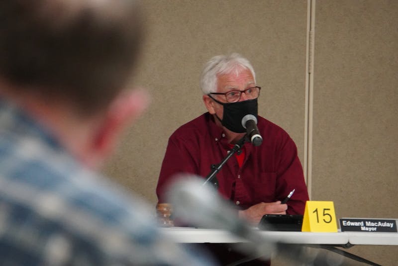 Three Rivers Mayor Edward MacAulay spoke during a council meeting at the Cavendish Farms Wellness Centre in Montague on April 12. - Daniel Brown/Local Journalism Initiative Reporter