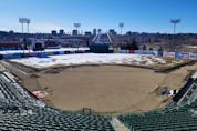 Construction on the infield at Re/Max Field continues as  the Edmonton RIverhawks are having their inaugural season pushed to 2022 due to COVID restrictions.