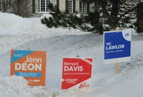 Election signs in the district of Virginia Waters-Pleasantville in St. John’s, Feb. 13, 2021. — Joe Gibbons/The Telegram