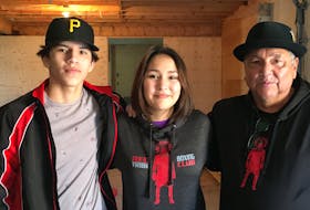 Xzorion Marshall, left, recently made the first round selection for the Canada Winter Games and A'Leah Young, centre, was named female athlete of the year by Ring 73 in Glace Bay. They are pictured with coach Barry Bernard at the Red Tribe Boxing Club in Eskasoni. ARDELLE REYNOLDS • CAPE BRETON POST