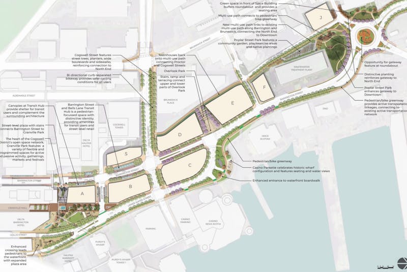 The overall master plan for the Cogswell District Redevelopment project in Halifax, N.S.