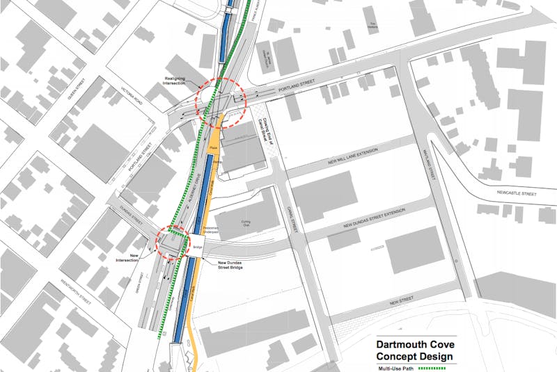 HRM is hoping to re-envision the community of Dartmouth Cove to make it a walkable, cycle-friendly area that is well connected to other sections of downtown Dartmouth. Six infrastructure projects have been proposed as part of this plan.