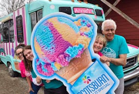 Leanne Boutilier, left, having fun in front of Annie’s Ice Cream Parlour, her vintage-style ice cream truck on wheels, with her family which she credits in getting the business off the ground over the past three years including daughter Emma Harper, 18, and parents Irene and Vince Boutilier. Sharon Montgomery-Dupe • Cape Breton Post