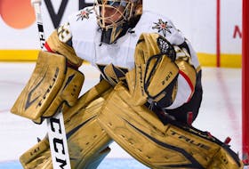 Marc-Andre Fleury passed Ed Belfour for fourth on the NHL’s all-time wins list on Wednesday night with his 485th victory. CONTRIBUTED • VEGAS GOLDEN KNIGHT