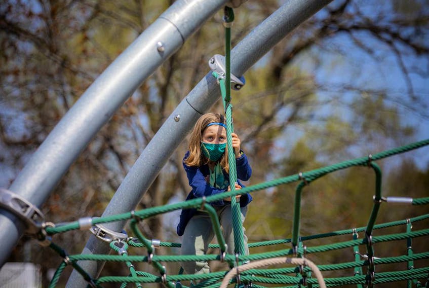  Nine-year-old Claire Hickey was at Mooney’s Bay Park on Sunday, a day after the province lifted a ban on using park playgrounds.