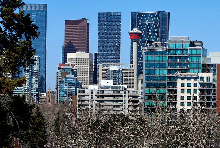  The Calgary downtown skyline. Thursday, April 15, 2021.