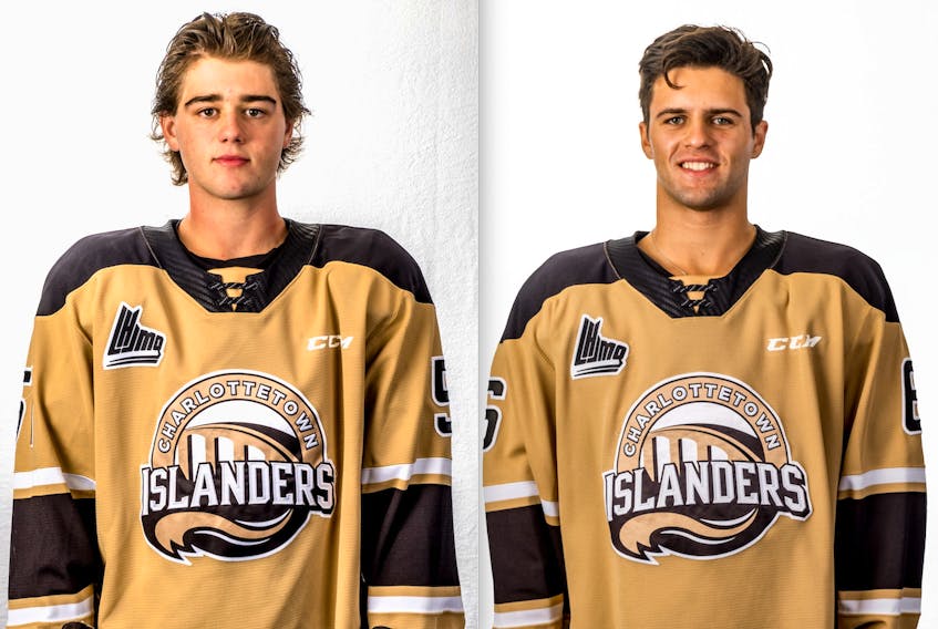 Defenceman Lukas Cormier, left, and Noah Laaouan form the Charlottetown Islanders No. 1 pair.