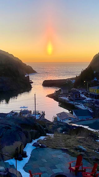 Here is one of three stunning photos taken by Brian Dalton, Good Friday Morning.  The sun had yet to break the horizon when Brian spotted the sun pillar in the eastern sky over Quidi Vidi, N.L.  Sun pillars, also known as solar pillars, will be the topic of next week's Weather University Wednesday.  Look for it at https://www.saltwire.com/atlantic-canada/weather/weather-university/