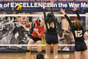 Acadia’s volleyball teams managed to get in four exhibition games in a season where many universities in Canada were lucky to see that much competitive action. Pictured here is Lucy Glen-Carter.  - Peter Oleskevich