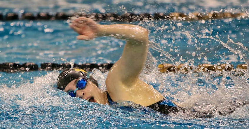 Dalhousie senior Isabel Sarty, seen here during the 2020 AUS swimming championships, helped lead the Dal 4x100m freestyle team to victory in the University Swimming Challenge. Tim Krochak / The Chronicle Herald 