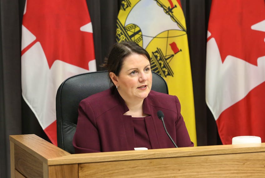 New Brunswick's chief medical officer Dr. Jennifer Russell speaks at a press conference on March 12.