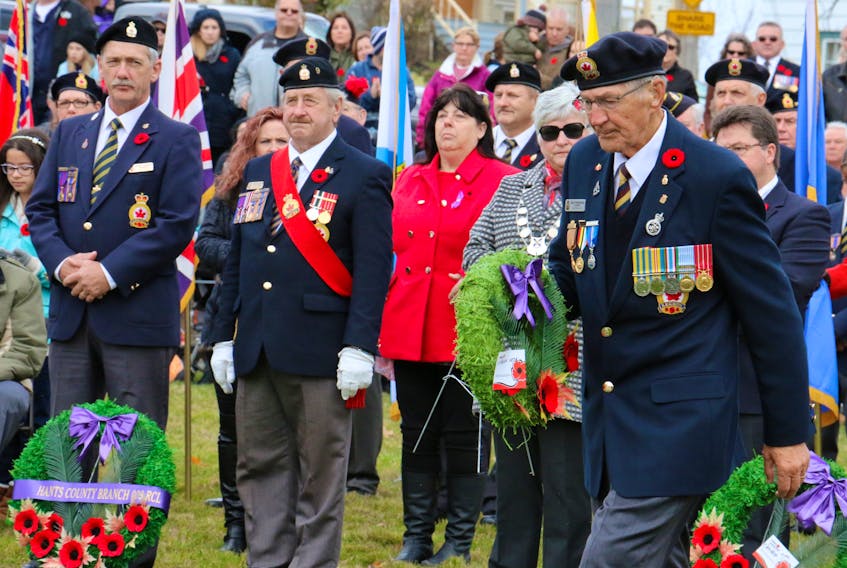 Doug Fredericks, representing Korean War veterans, laid a wreath at Windsor's cenotaph during the 2016 Remembrance Day service. He frequently participated in the legion’s Colour Party, and sometimes laid the wreath on behalf of the Windsor Fire Department as he was also part of the veteran firefighter’s association.