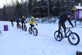 Fat-bikers enjoy the Railyard bike park in Victoria Park in December of 2020. The park saw increased usage during the winter. 
