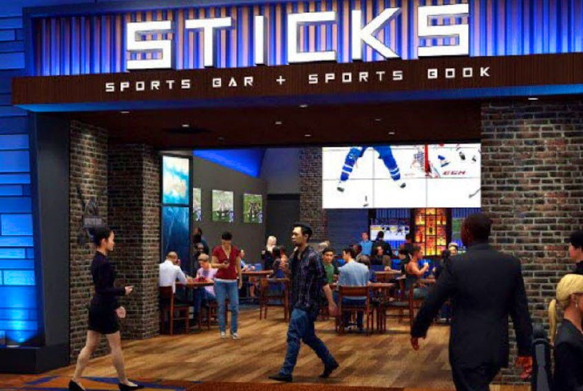 A rendering of the soon-to-be-renovated Stick's Sport Bar, which is set to re-open as sports betting lounge by November 2019, according the AMCR.