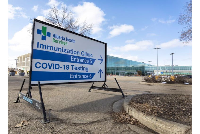 The rapid flow-thru COVID-19 vaccination site at the Edmonton Expo Centre will be able to have 154  stations, with capacity to administer more than 7,100 immunizations a day. Taken on Monday, April 12, 2021 in Edmonton. Greg Southam-Postmedia