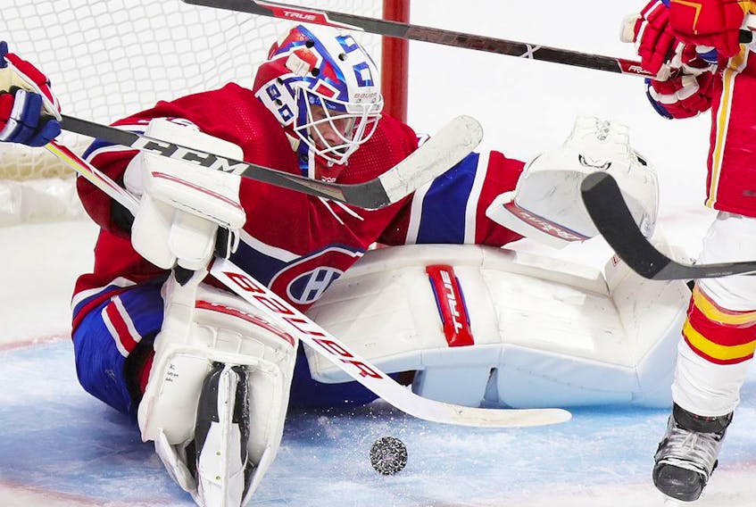 Goaltender Jake Allen is 8-8-4 with a 2.54 goals-against average and a .912 save percentage this season for the Canadiens.