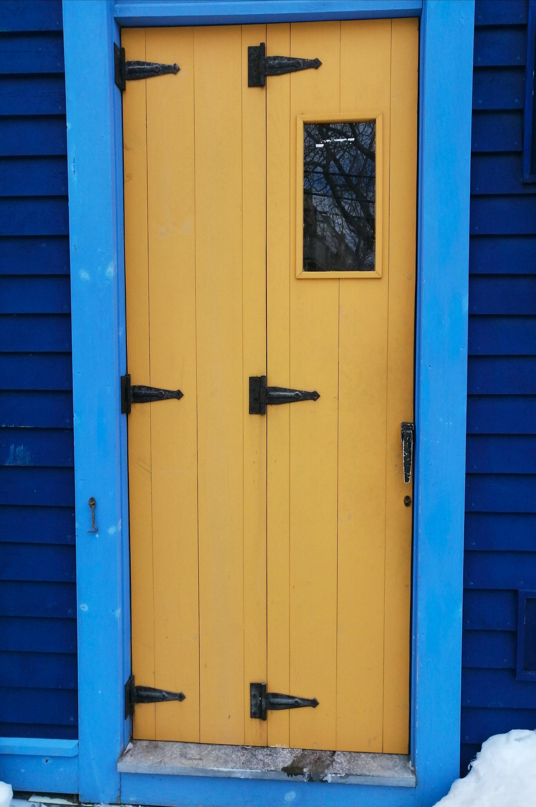 Gary Mitchell sent this photo of an eye-catching, old-time stormdoor on Jellybean Row in St John's, N.L. He says the design allows the door to be open halfway when the weather is "Not Fit or The Pitts."

Thank you, Gary, for this classic throwback to the past.