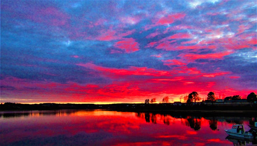 Again, Atlantic Canada has some of the most beautiful skies in the country. Tim Gallant sent this photo of a gorgeous red sunset taken at the Rusticoville Bridge in Rusticoville, P.E.I. I can't help but marvel at the rich shades of red, blue and purple as the sun dips below the horizon.

Thank you for this beautiful photo, Tim.