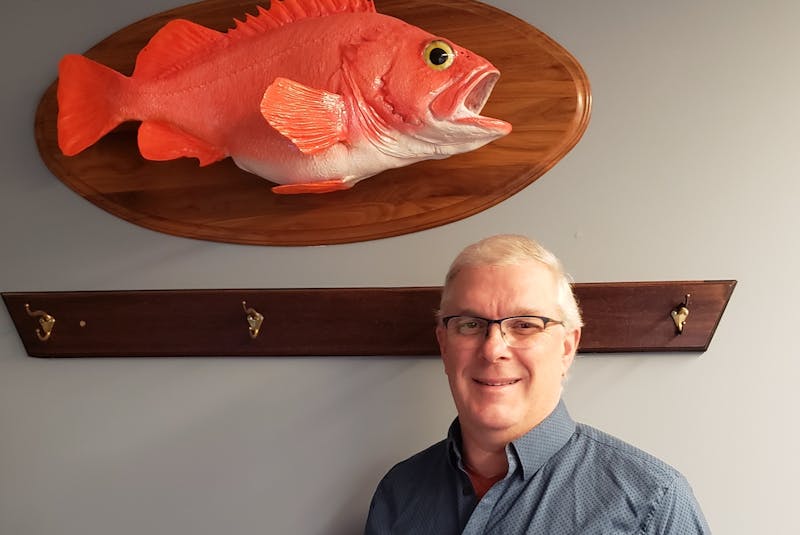Jan Voutier is manager of Cape Breton-based Ka'le Bay Seafoods with the Louisbourg Seafoods group. A redfish mounted on a wall in his office is the largest ever landed. It was caught in 2006 and was likely a great-great-great-grandfather, since redfish can live to 70 years old. - Contributed