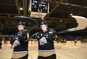 Charlottetown Islanders wingers Cédric Desruisseaux, left, and Thomas Casey finished one-two, respectively, in the Quebec Major Junior Hockey League scoring race.
