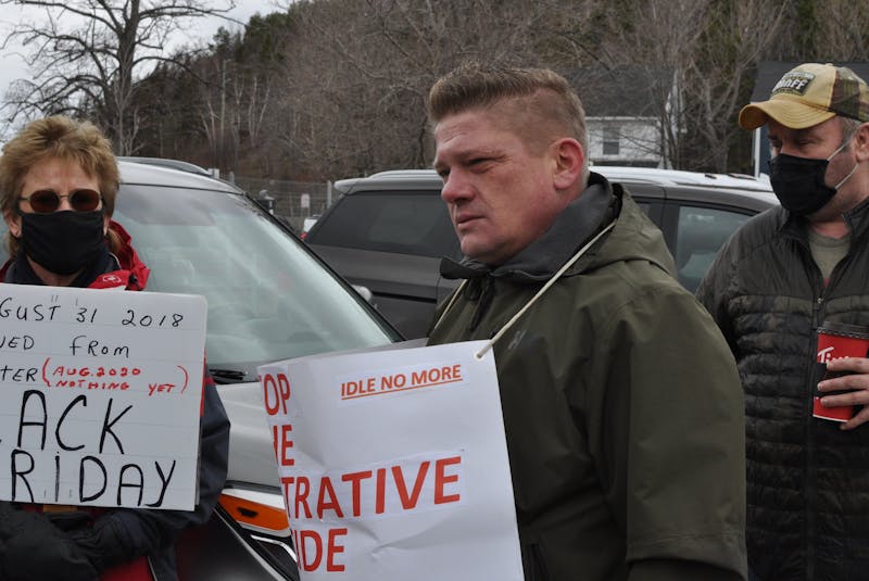 Greg Janes organized a demonstration outside the Qalipu First Nation office in Corner Brook on Friday to call on the federal government to resume talks with the band over membership. — Diane Crocker
