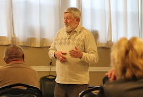 Local heritage advocate George Dalton speaking in front of a small group of people who gathered at the Summerside Legion on Wednesday, April 21. They are exploring the possibility of organizing a heritage advocacy group for Summerside. 