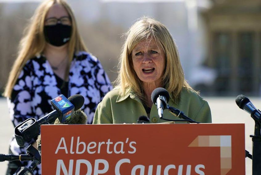 On Monday April 26, 2021 in Edmonton Alberta NDP Leader Rachel Notley (right) and NDP Labour Critic Christina Gray laid out a proposal for paid sick leave to slow the spread of the COVID pandemic, protect Alberta workers, and speed up Alberta’s economic recovery.
