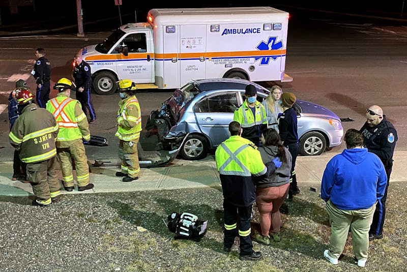 Four people were taken to hospital following a high-speed hit-and-run collision in St. John's Sunday night. - Keith Gosse/The Telegram 