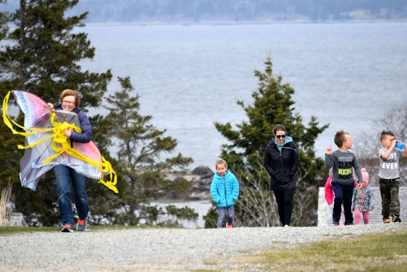 People walk back from the shoreline after flying kites at the  Historic Acadian Village in Pubnico on April 21. KATHY JOHNSON - Saltwire network