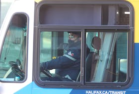 FOR LOCKDOWN STORIES:
A Metro Transit driver wheels their bus on Barrington Street on the first day of a province-wide lockdown in Halifax Wednesday April 28, 2021.

TIM KROCHAK PHOTO