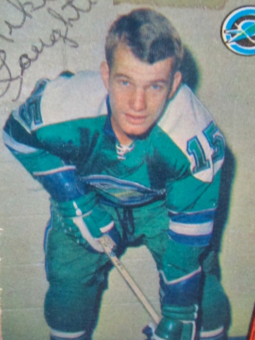 This hockey card was autographed by Mike Laughton who played in the National Hockey League with Oakland Seals. - Contributed photo