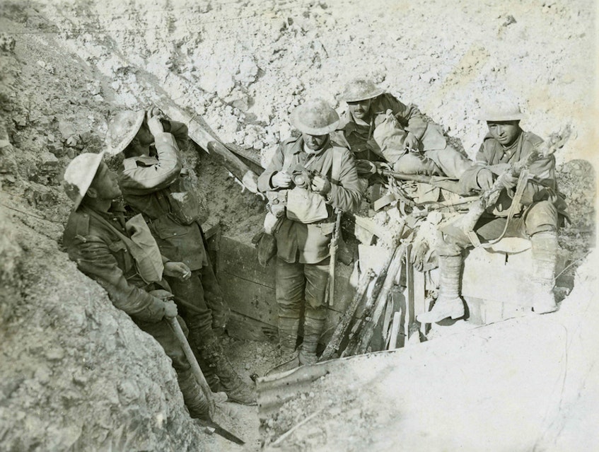 Troops are shown in captured trenches at Hill 70 in France, August 1917. CONTRIBUTED • CANADIAN WAR MUSEUM - Contributed