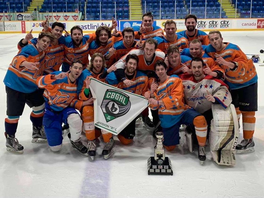 The Tropics claimed the Cape Breton Gentlemen's Hockey League 'B' Division title recently, defeating the Bad News Bears in five games. Members of the team are from left, front row, Jon Cromwell, Jon Drohan, Ben Gillis, Matt MacLeod and Jordan Latour; back row, Nathan Martinello, Tyler Boyce, Logan Shaw, Nick Hyrinck, Chase Long, Noah Muggah, Tyler Crane, Jarrod Dethridge, James Hayes, Jordan Morash, Devon Sampson and Trenton Gove. Also members of the team are Brad MacQuarrie and coaches Brandon Jacobs and Brendan Smith. CONTRIBUTED • MICHAEL MACDONALD - Contributed