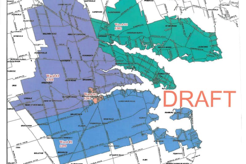This electoral ward map for Three Rivers, which is subject to change, was moved forward by council for a potential approval at the next regular meeting. - Contributed