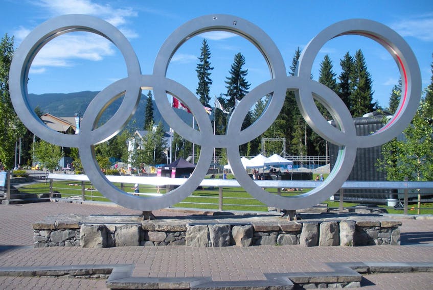 The Olympic Rings at Whistler Village's Olympic Plaza. B.C. is looking into hosting the 2030 Olympic Games. 