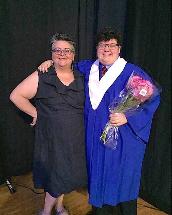 Madonna Doucette, right, and Sefin Stefura at his Sydney Academy High School graduation on Sydney Academy in 2019. CONTRIBUTED - Nicole Sullivan