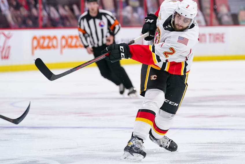  Rookie defenceman Connor Mackey and his Stockton Heat teammates finished the 2021 season with an 11-17-2 record. (Courtesy of Stockton Heat)