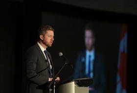 Nova Scotia Premier Iain Rankin delivers a state-of-the-province address to the Halifax Chamber of Commerce at the Halifax convention centre Wednesday, April 7, 2021.