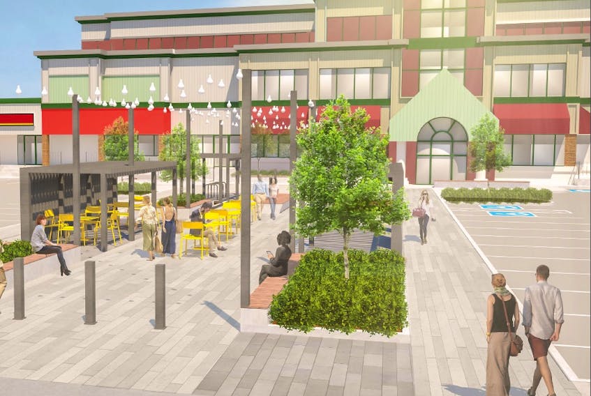 While primarily a parking space, the new design of Churchill Square in St. John's will also include areas for pedestrians, as shown in this illustration from the City of St. John's Re-imagine Churchill Square Concept Plan. — CONTRIBUTED