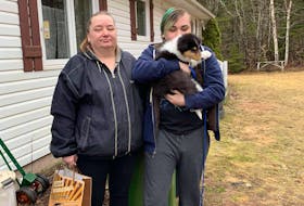 After their old dog died a few years ago, Marie LaPointe promised her son she'd find him a new dog. When she saw Brandi and James Biggar of West Devon had a litter, she reached out, hoping they would be able to donate one. To her surprise, the Biggars agreed, and had a puppy dropped off over the Easter weekend.
