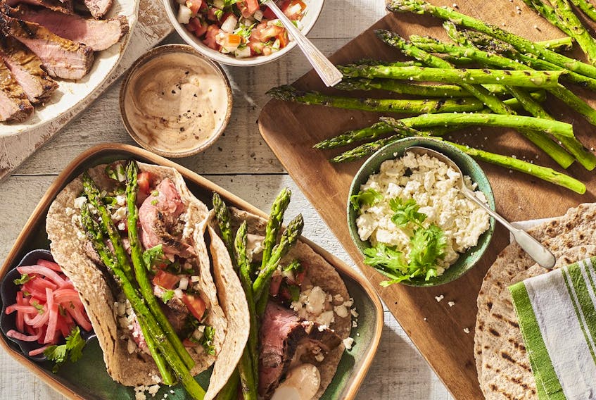  Grilled Asparagus and Steak Tacos.
