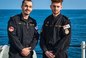 Sailor 2nd Class Yunus Kurt, left, and Sailor 3rd Class Ahmad Bitar have been fasting for Ramadan over the past 30 days aboard HMCS Halifax. They are among three Muslims in the frigate's crew that will celebrate Eid Thursday.