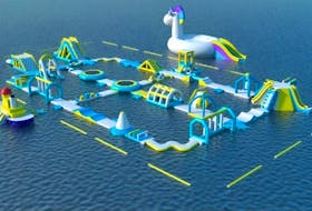 Splashifax, a floating obstacle course and playground, plans to inflate this set up on First Lake in Lower Sackville in mid-June. - Splashifax