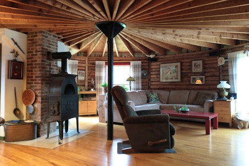 The interior of this 10-sided log house in Kings County was built with unstamped lumber.  