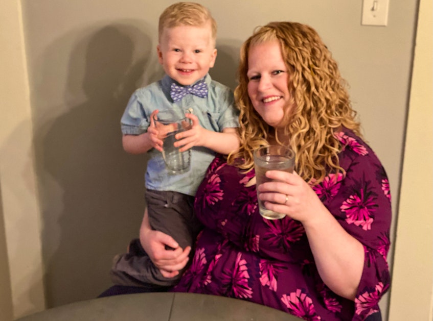 Courtney Boudreau, pictured with her son Tucker, says many people relied on a local service by the municipalities to provide free water during times of drought. - Tina Comeau