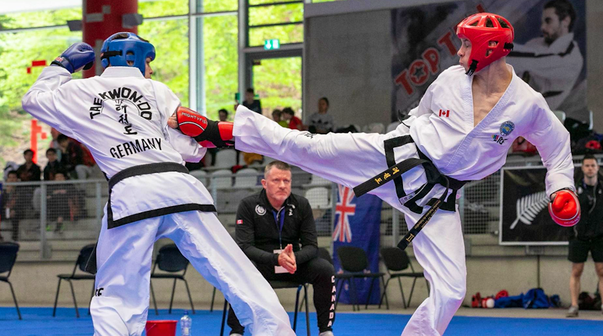 Ryan O'Neil of Halifax competes at the 2019 International Taekwondo Federation world championships in Inzell, Germany. O'Neil won his third consecutive world championship gold medal at this event. - Contributed