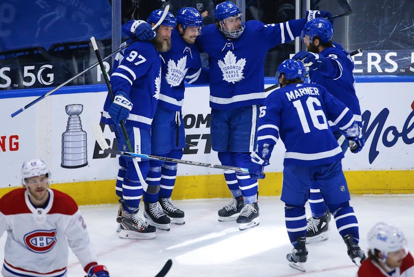 The Toronto Maple Leafs have the whole gang together to start the playoffs against the Montreal Canadiens.