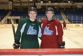 Thomas Casey, left, and Keiran Gallant are Island natives who play for the Charlottetown Islanders of the Quebec Major Junior Hockey League.
