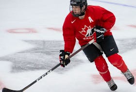 Blayre Turnbull of Stellarton skates down the ice during a Hockey Canada women's hockey camp in Calgary in January. - Hockey Canada